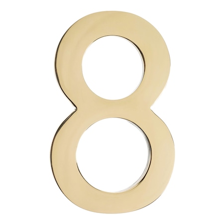 Architectural Mailboxes Brass 4 inch Floating House Number Polished Brass 8 3582PB-8